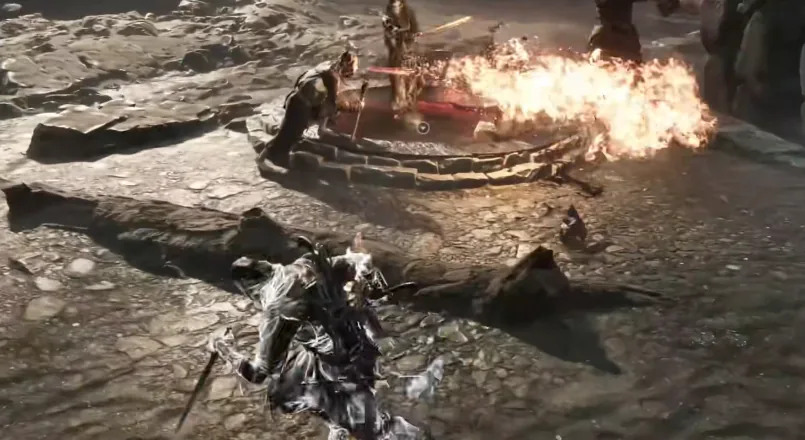 The sacrifice pools of Prophet's Rest in Mortal Shell II